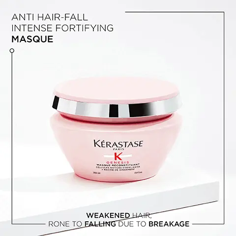 Image 1 - Anti hair-fall intense fortifying masque, weakened hair, prone to falling due to breakage. Image 2- anti hair fall Fortifying shampoo, weakened hair, prone to falling due to breakage. Image 3- Ginger root extract, edelweiss native cells, aminxil
