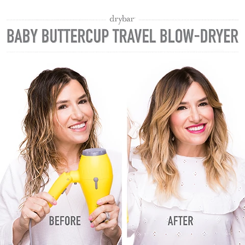 Baby butter cup travel blow dryer before and after