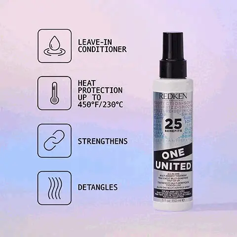 Image 1, leave in conditioner, heat protection up to 450/230, strengthens and detangles. Image 2, formulated for healthy feeling hair with coconut oil and with lactic acid
