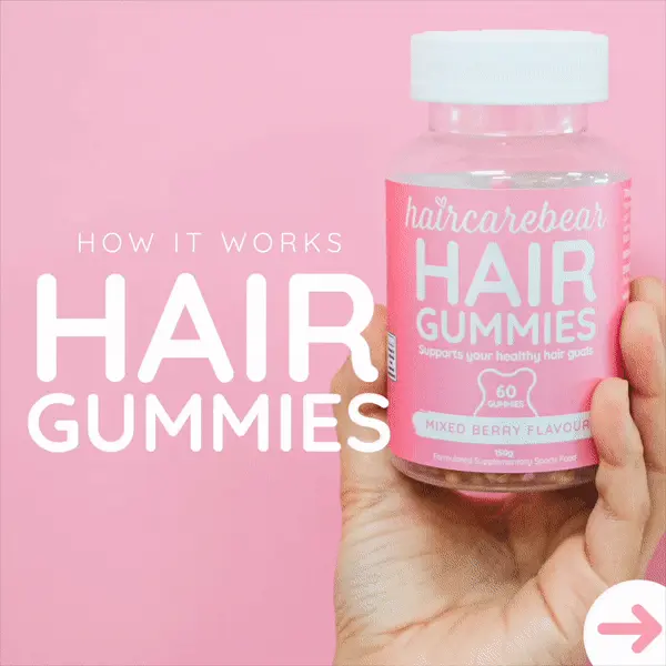 How it works Hair Gummies. Delicious Vitamin support hair health. Biotin contributed to the maintenance of normal hair and skin. Vitamin C contributes to the normal collagen function of skin. Zinc contributes to the maintenance of normal hair, skin and nails. Support your healthy hair goals. .