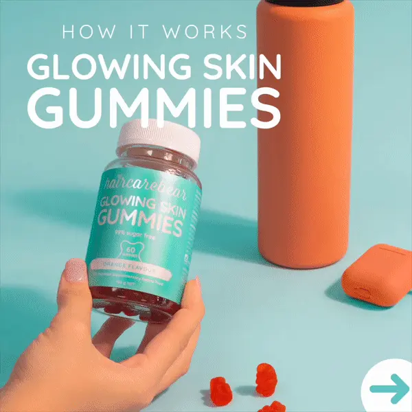 How it works glowing skin gummies. Yummy vitamins to support collagen formation and protect your skin free from radical damage. Vitamin C supports supports collagen formation, keeping your skin smooth and elastic.  Vitamin E helps protect the skin from free radical damage. Vitamin B6 Contributes to the regulation of hormonal activity.  Get the beautiful Glow you deserve.