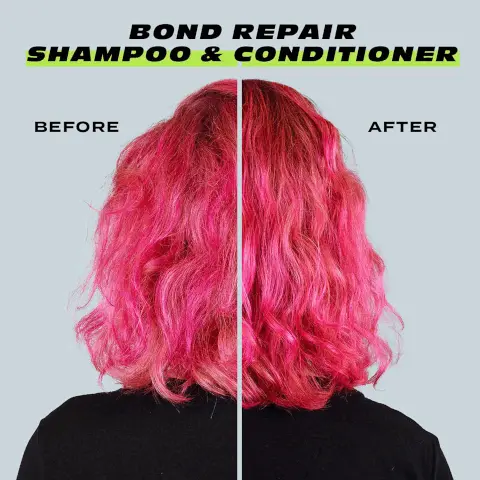 Image 1, bond repair shampoo and conditioner before and after. Image 2, scientifically proven to reduce breakage by 68%