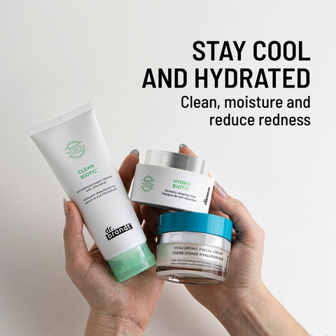  stay cool and hydrated clean, moisture and reduce redness routine for reviving dry skin 1. cleanse 2. treat 3. moisturize 4. protect