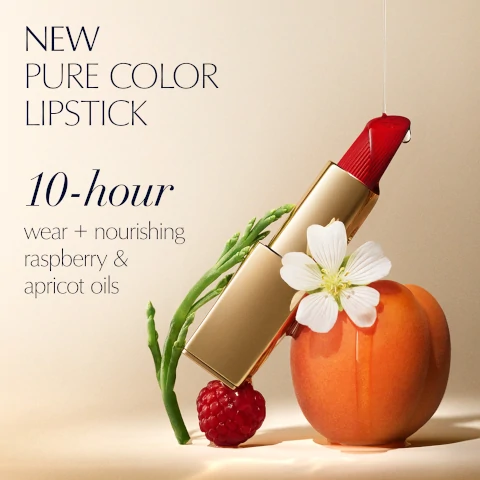 New Pure color lipstick 10 hour wear and nourishing raspberry and apricot oils