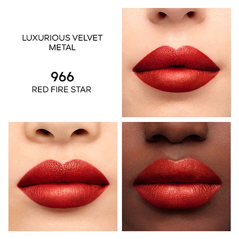 Image 1, Luxurious Velvet Metal 966 Red Fire Star, images show the product being modelled across three different skin tones,