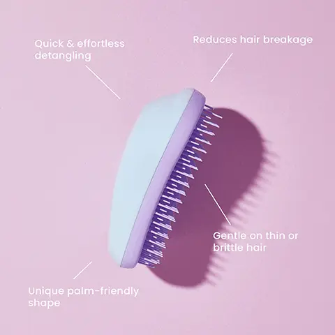 Quick & effortless detangling, Unique palm-friendly shape, Reduces hair breakage, Gentle on thin or brittle hair. Before and after. 9.9cm x 6.6cm The original mini. 11.9cm x 7.9cm The original fine and fragile.