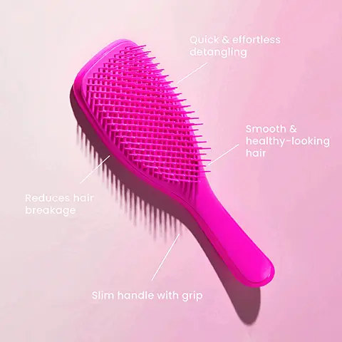 Image 1, Reduces hair breakage Quick & effortless detangling Slim handle with grip Smooth & healthy-looking hair Image 2, ﻿ 15.5 cm 22.1 cm 23.6 cm 5.3 cm The Ultimate Detangler Mini Great for small hands 6.6 cm The Ultimate Detangler 7.9 cm The Ultimate Detangler Large Great for Thick & Curly Hair Types