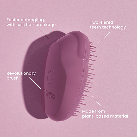  Faster detangling, with less hair breakage Two-tiered teeth technology Revolutionary brush TANGLE TEEZER Made from plant-based material