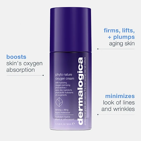 Image 1, boosts skin's oxygen absoprtion. firms, lifts and plumps aging skin. minimizes the look of lines and wrinkles. image 2, ligustrum lucidum seed, glycogen and nasturtium flower = oxygenates and hydrates skin. adaptogenic astragalus = smooths and tightens. luffa root and squalane = visibly firms and minimises look of texture. image 3, before and after 1 application. image 4, before and after 1 week.