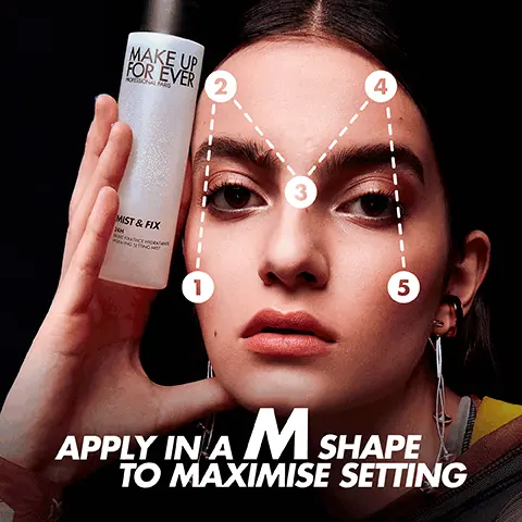 Image 1, apply in a M shape to maximise setting. Image 2, cloud like mist. Image 3, choose your finish. radiance plus hydration or matte plus blur