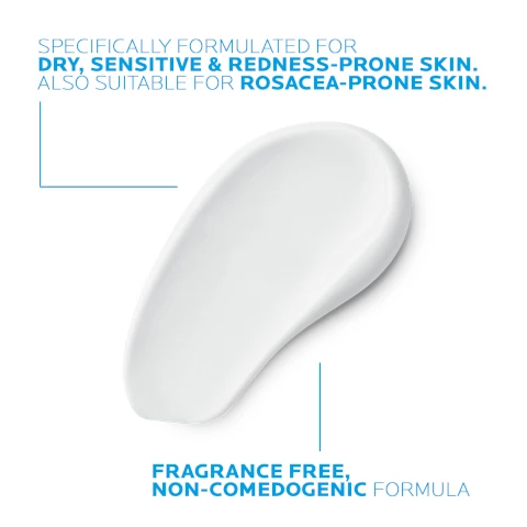 Image 1, specifically formulated for dry, sensitive and redness prone skin. also suitable for rosacea prone skin. fragrance free, non comedogenic formula. Image 2, new toleriane resaliac ar, anti redness routine