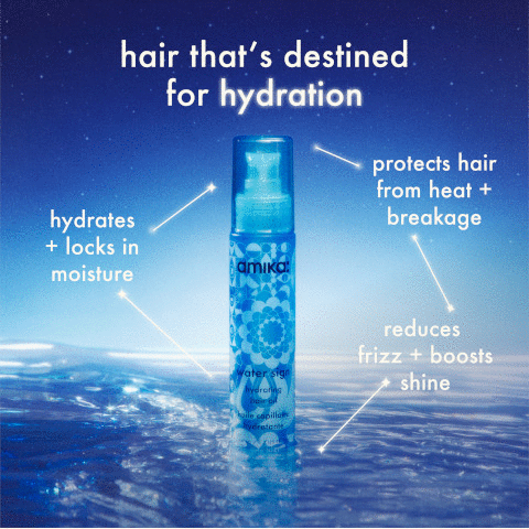 Hair that's destined for hydration, hydrates + locks in moisture. protects hair from heat + breakage. reduces frizz + boosts shine. Clinically proven results 2.7x more hydration, 51% less breakage, 69% less frizz for 24 hours, heat protects up to 450f. A formula destined for hydrated hair. after one use 89% agreed hair was not weighed down. 85% said water sign provided long-lasting hydration. 95% agreed hair looked shinier after using water sign. how many pumps are right for you, 1-2 pumps for fine to medium hair. 2-3 pumps for medium to thick hair, 3-4 pumps for coarse, curly, or dehydrated hair. 