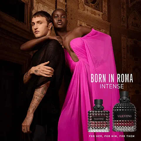 Image 1: Born in Roma intense for her for him for them. Image 2: Born in roma intense vanilla lavandin and vetiver, born in roma voilet leaf sage and vetiver. born in roma coral fantasy apple sage and tobacco. born in roma yellow dream cinnamon vandin and vanilla.