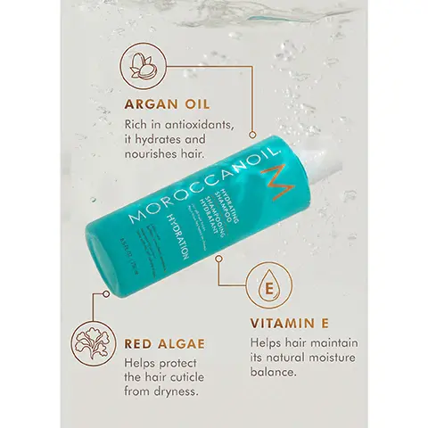 Argan Oil, Rich in antioxidants, it hydrates and nourishes hair. Red Algae, Helps protect the hair cuticle from dryness. Vitamin E, Helps hair maintain its natural moisture balance. Increases shine by 118% according to an independent study conducted in January 2020 by TRI/Princeton. Key Ingredients, Argan Oil. Linseed Extract, Contains fatty acids to help improve the health of hair.