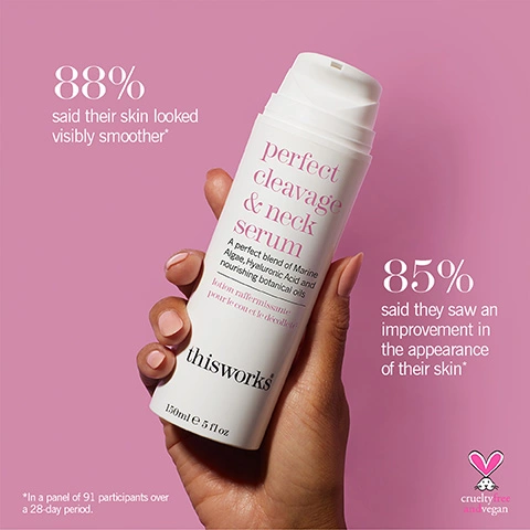 88% said their skin looked visibly smoother, 85% said they saw an improvement in the appearance of their skin, in a panel of 91 participants over a 28 day period. Cruelty free and vegan.