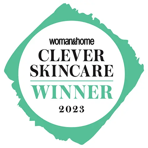 woman and Home Clever Skincare. Best peptide serum. Winner 2023. 25ml. 50ml.5 times award winner. Before, After.