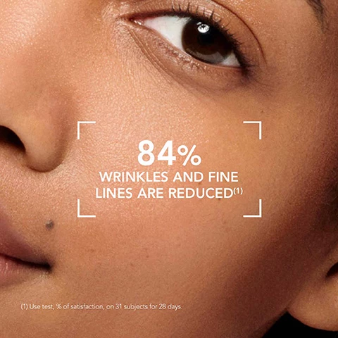Image 1, 84% wrinkles and fine lines are reduced. use test % of satisfaction on 31 subjects for 28 days. image 2, 88% skin is more luminous. 24 hour moisturisation. use test % of satisfaction on 31 subjects for 28 days. corneometry test, on 10 subjects and after 24 hour of monitoring. image 3, sensitive and sensitised skin. 1 = cleanse, 2 = prepare, 3 = care.