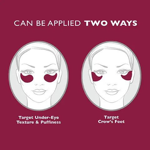 Image 1, can be applied two ways, target under eye texture and puffiness, target crow's feet. Image 2, before and after 10 minutes. Image 3, glycolic acid and retinol treat tiny bumps, texture and wrinkles, she butter and avocado oil mosturise and reduce the potential for dryness. Image 4, hydrate, smooth, soothe, brighten and lift. Image 5, smooth, de puff and firm
