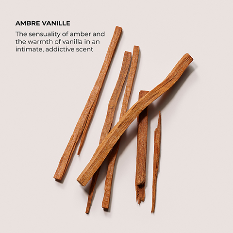 Ambre vanille, the sensuality of amber and the warmth of vanilla in an intimate, addictive scent