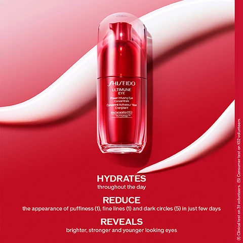 Image 1, hydrates through the day, reduce the appearance of puffiness, fine lines and dark circles in just a few days. reveals brighter, stronger and younger looking eyes. Image 2, heart leaf extract stimulated the vital flow. B-Glucan and fermented roselle extract both 10 times more concentrated, boost the activity of two key defensive cells. Image 3, heaviness and friction from daily makeup?