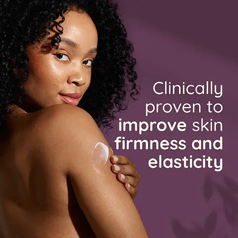 Image 1, Clinically proven to improve skin firmness and elasticity. Image 2, with nourishing OAT and naturally derived PHA and blackberry leaf extract. Image 3, noticeably firmer skin in just 1 week. Image 4, fragrance free, dermatologist tested, formulated for sensitive skin and fast absorbing. Image 5, recyclable bottle and pump. Image 6, step 1: scrub exfoliate to visibly renew skin. step 2: moisturise smooth and hydrate for dry rough and bumpy ski, firm and rejuvenate improves skin firmness