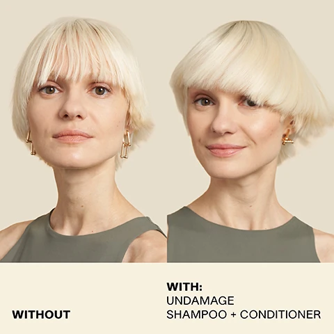 without vs with undamage shampoo and conditioner