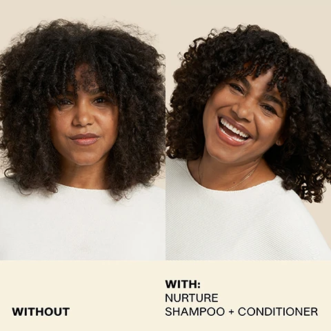 without vs with nurture shampoo and conditioner