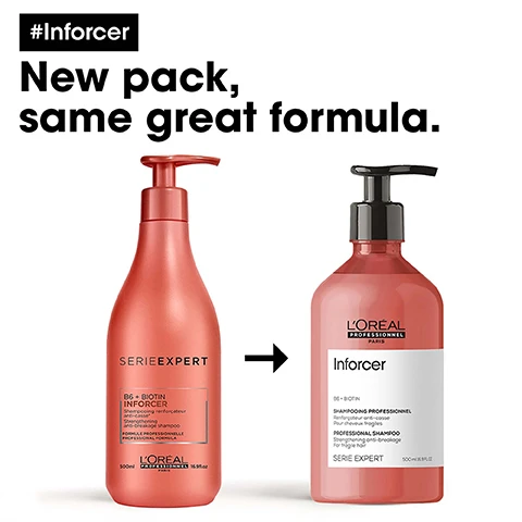 Image 1, new pack, same great formula. image 2, biotin and vitamine B6. image 3, your 2 step strengthening routine. 1 = cleanse. 2 = treat. image 4, 500ml.