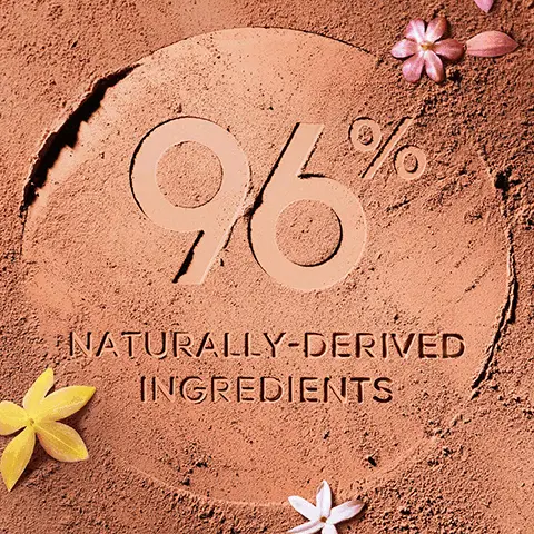 Image 1: 96% naturally derived ingredients. Image 2: complete your routine with terracotta le teint and terracotta