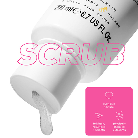 scrub, even skin texture, brighten resurface and smooth, physical chemical and exfoliants