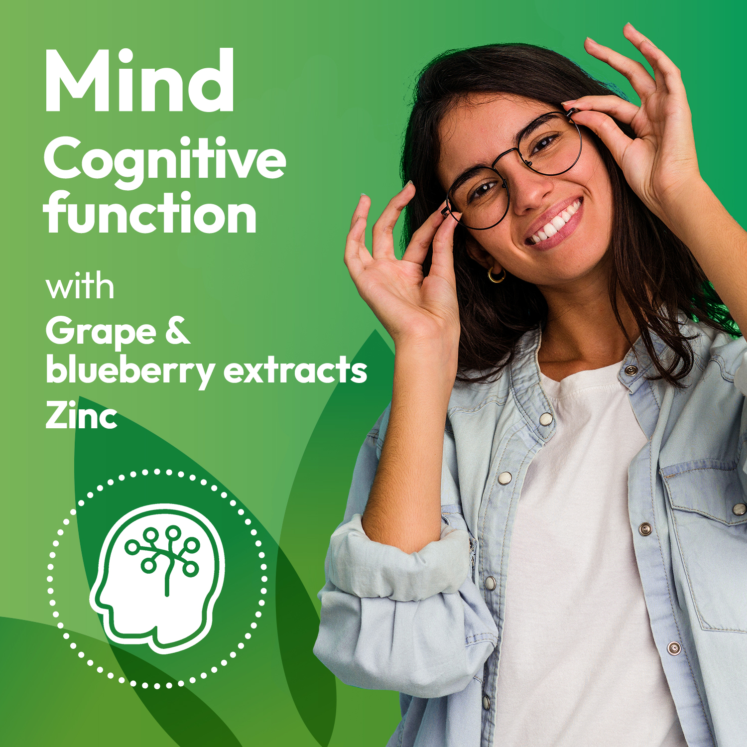 Mind cognitive function with grape & blueberry extracts zinc.