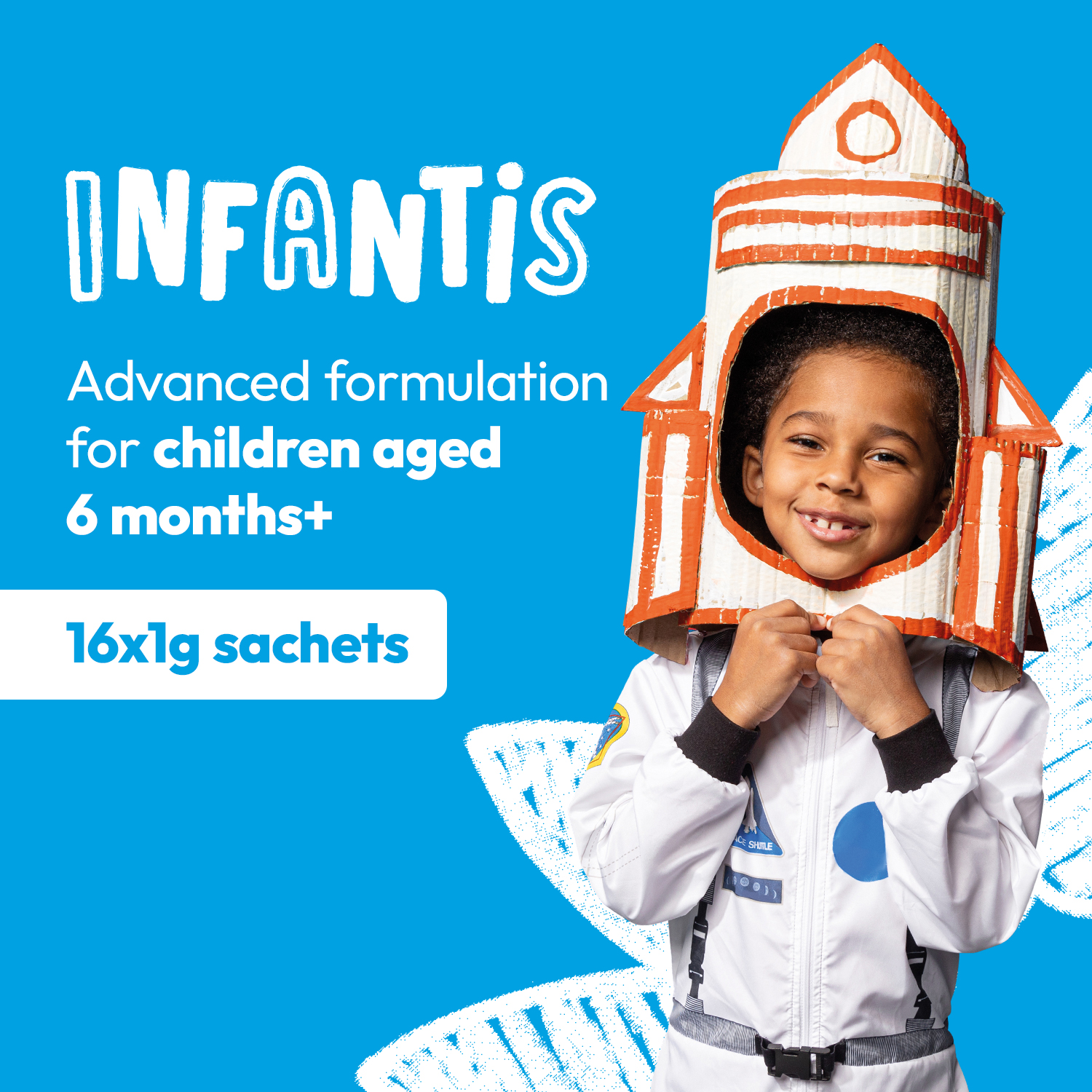 Infantis advanced formulation for children aged 6 months+/ 16x1g sachets.