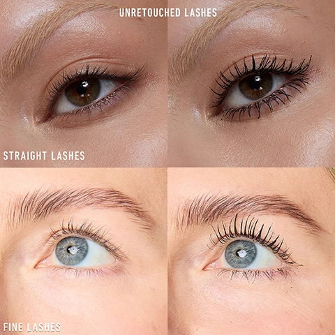 Image 1, unretouched lashes, on straight and fine eyelashes. Image 2, short and sparse lashes. Image 3, short, sparse, straight and fine lashes. Image 3, 24 hour wear - extreme length, extreme definition, extreme volune. Image 4, first of it's kind tubing brush. contoured shape makes precise application easy, even in the inner corner and on lower lashes. filigree inspired hooks, grip and glide over each lash for clump proof root to tip coverage. Image 5, what is tubing mascara? here's how KVD's 24 hour tat-tubing technology works. 360 degree polymer tubes, wrap every lash, lock in place for extreme length. ultra resistant wear, lasts up to 24 hours, flake proof and smudge resistant. easy water removal, tubes slide off with just warm water and pressure from fingertips. Image 7, which all day KVD mascara is for you? full sleeve - extreme length and definition fully fanned out lashes, 24 hour tat-tubing technology, filigree like bristles grip and glide. go big or go home - extreme volume, big blown out lashes, powered by plant based fats, wavy fiber bristles catch and coat