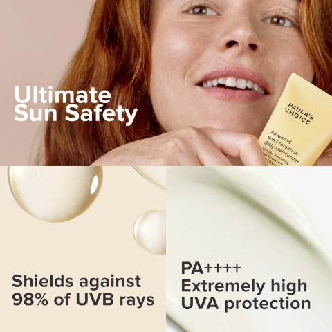 ultimate sun safety, shields against 98% of UVB rays, PA++++ extremely high UVA protection
