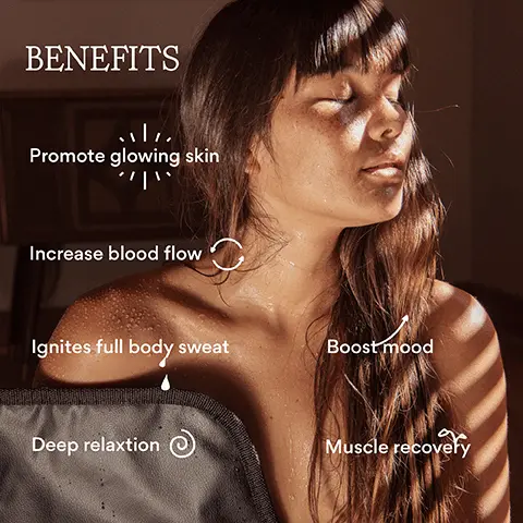 Benefits, Promote glowing skin, increase blood flow, ignites full body sweat, deep relaxation, boost mood, muscle recovery. Layers, non-toxic vegan leather, elevated design & water resistant. Far-infrared heat, deeply penetrating heat to promote a fully body sweat. Charcoal, clay & magnet, balance heat, boost blood flow & generates negative ions. Crystals, deepens benefits of infrared & generates negative ions. Top safety standards, ETL certified, 3rd party tested for extremely low EMF,ELF. Non toxic vegan leather, passing all non-VOC standards our elevated PU leather body material is better for you and the environment.