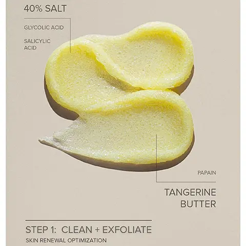 Image 1, 40% SALT GLYCOLIC ACID SALICYLIC ACID STEP 1: CLEAN + EXFOLIATE SKIN RENEWAL OPTIMIZATION PAPAIN TANGERINE BUTTER Image 2, LOVE YOUR NUDEBODY Gently exfoliates the skin with natural salt, glycolic and salicylic acids. Hydrates skin as you add water to create a silky cleansing foam that rinses easily, leaving skin baby-soft, totally clean, and glowing. Exfoliate + Detoxify + Renew. Image 3, BEFORE AFTER Consumer used the Exfoliating Butter Body Wash and saw immediate results in texture and dryness after first use. Image 4, CLEANICALLY LUXURIOUS FOAMING CLEANSER + RENEWAL EXFOLIANT + SKIN REFRESHING + TONING NUDEBODY EXFOLIATING BUTTER BODY WASH SAT PANTANG SERGAMOT LAVINE D Image 5, SKIN RENEWAL OPTIMIZATION Our balanced ritual comes to the rescue by optimizing daily skin health by increasing the rate of skin renewal through exfoliating dead skin. 1 2 3 1 CLEAN + EXFOLIATE 2 TONE + RESURFACE 3 MOISTURIZE Image 6, NUDEBODY ECO-FRIENDLY PACKAGING Tube is made from 100% sugarcane, a bioplastic from agricultural sources and not based on fossil fuels, using less greenhouse gases during production. Cap construction is recyclable PP. EXFOLIATING BUTTER BODY WASH 4% SATAN TANGER BERGAMOT LEVENCE SELGOMATAU BELE CUM рени Step 1: Cut tube open. Step 2: Clean out excess. Step 3: Recycle cap and tube. Recycle based on your local recycling program.