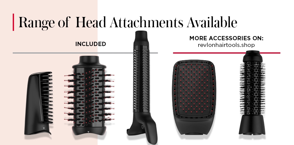 Range of Head attachements available. Included. More accessories on: revlonhairtools.shop