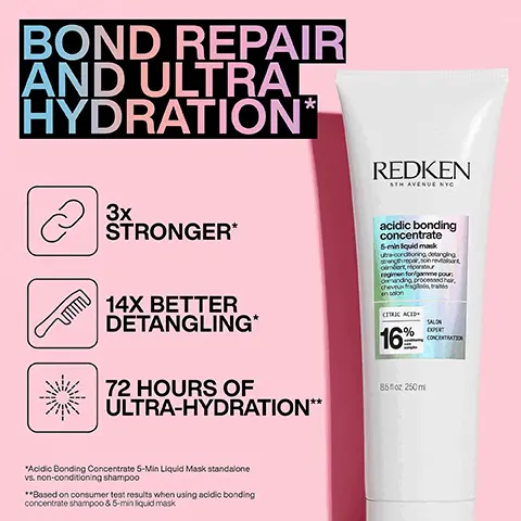 Image 1, BOND REPAIR AND ULTRAL HYDRATION* 3x STRONGER* 14X BETTER DETANGLING* 72 HOURS OF ULTRA-HYDRATION**. Image 2, after shampooing apply to wet hair from mid lengths to ends and rinse. Image 3, 2 steps to 72 hours of ultra hydration. Image 4, new dual benefit treatments, layering an extra benefit to your bonding care. new. Image 5, damage repair mask
