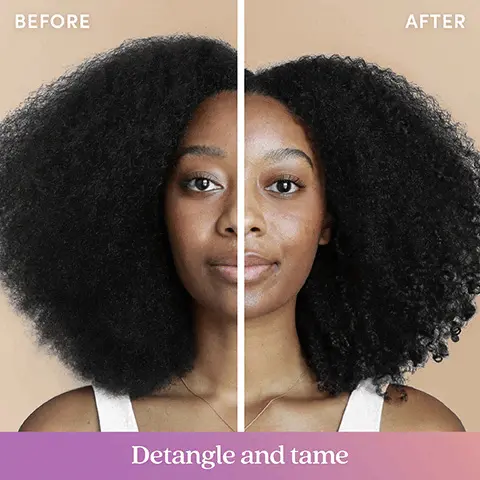 Before and after- Detangle and tame. Before and after- Prime and protect. Before and after- Hydrate and smooth.