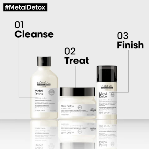 metal detox, 01 = cleanse, 02 = treat, 03 = finish