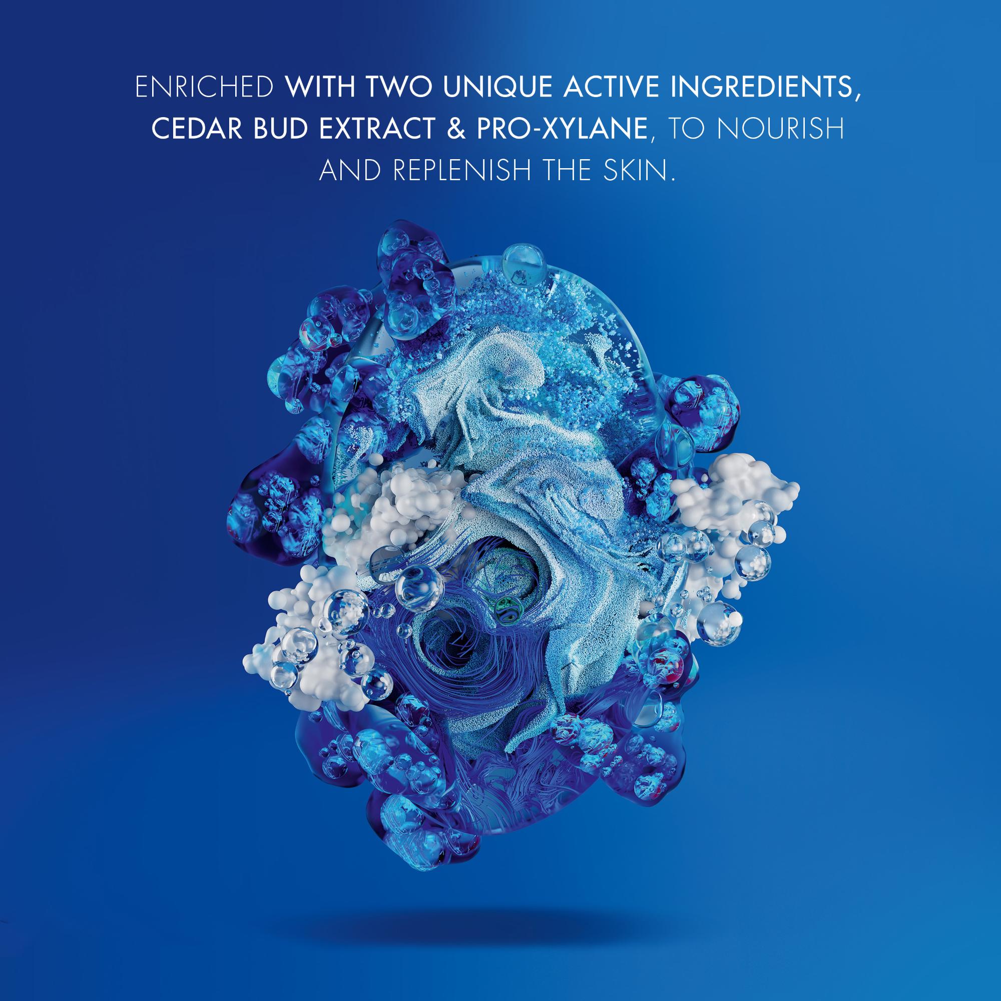 ENRICHED WITH TWO UNIQUE ACTIVE INGREDIENTS,
CEDAR BUD EXTRACT & PRO-XYLANE, TO NOURISH
AND REPLENISH THE SKIN.