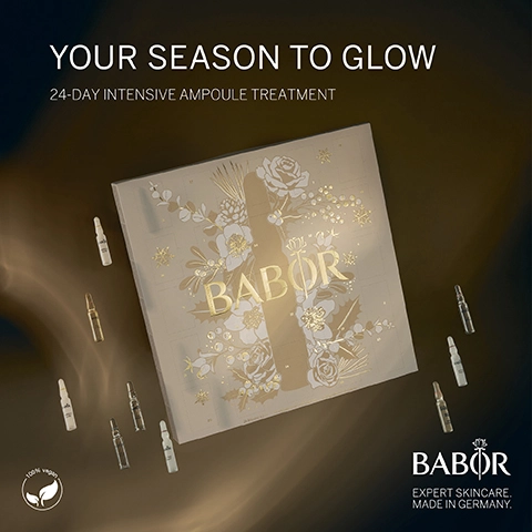 Your season to glow. 24-day intensive ampoule treatment. Babor expert skincare made in Germany.
