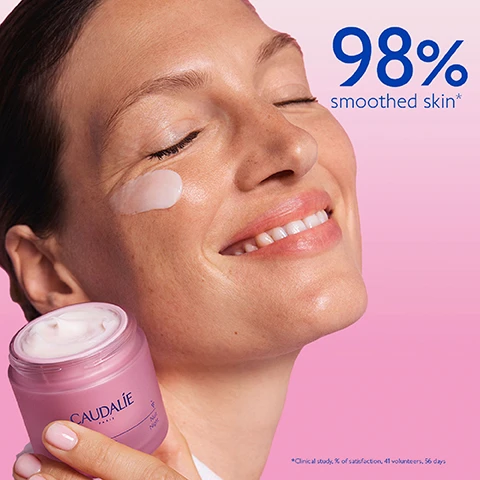 Image 1, 98% smoothed skin. Image 2, 5 times collagen production, 2 times hyaluronic acid production. image 3, vegan collagen 1 - lifting effect. hyaluronic acids - smooth and hydrate. collagen booster - firm skin. resveratrol - anti wrinkles. image 4, dark spot correcting glycolic night cream - anti dark spot, radiance and tightens pores. vs firming night cream - anti wrinkles, smooth and firm skin. image 5, step 1 = instant firming serum. step 2 = firming night cream for the evening, cashmere cream for the morning. step 3 = firming eye gel cream. image 6, how to recycle firming night cream. 1 = keep the glass jar and the cover. 2 = recycle the empty refill in the recycle bin. 3 = insert a new refill into your jar.