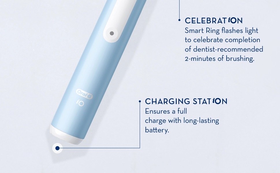 CELEBRATION
                                  Smart Qing flashes light
                                  to celebrate completion
                                  of dentist-recommended
                                  2-minutes of brushing.
                                  CHARGING STATION
                                  Ensures a full
                                  charge with long-lasting
                                  battery.