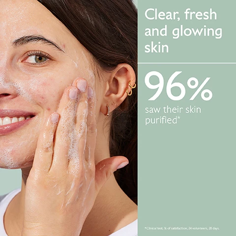 Image 1 - A young woman with wet, foamy skin washing her face is smiling, and the image features text that reads Clear, fresh and glowing skin and 96% saw their skin purified*.
              Image 2 - Before and after comparison of a persons cheek showing skin improvement, with annotations indicating AVANT and AFTER 28 DAYS, and text stating 96% saw their skin purified alongside an image of the Vinopure Purifying Gel Cleanser.
              Image 3 - A green tube of Caudalie Vinopure Purifying Gel Cleanser is surrounded by flower petals, mint leaves, lavender, and other botanical elements on a bubbly surface, with visible text stating Natural salicylic acid, Polyphenols, and Antioxidant.
              Image 4 - A young woman smiles while applying a green skincare serum to her face, with visible text stating Visible results after 1 week and 2X less spots*.
              Image 5 - Image split into two sections showing a close-up of a womans face on the left with visible acne scars labeled Before and on the right with clearer skin labeled After 6 months, with a bottle of Caudalie Vinopure Serum displayed at the bottom and text stating Untouched results after applying the Vinopure Serum 2X a day for 6 months.
              Image 6 - A bottle of Caudalie Vinopure Blemish Control Salicylic Serum is surrounded by green grapes, red berries, mint leaves, flower petals, and lavender, with visible text describing its benefits: Natural salicylic acid unclogs pores and refines skin texture, Niacinamide tightens pores, and Grape Polyphenols act as an antioxidant.