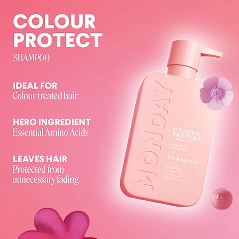 colour protect shampoo. ideal for colour treated hair. hero ingredient - essential amino acids. leaves hair protected from unnecessary fading.