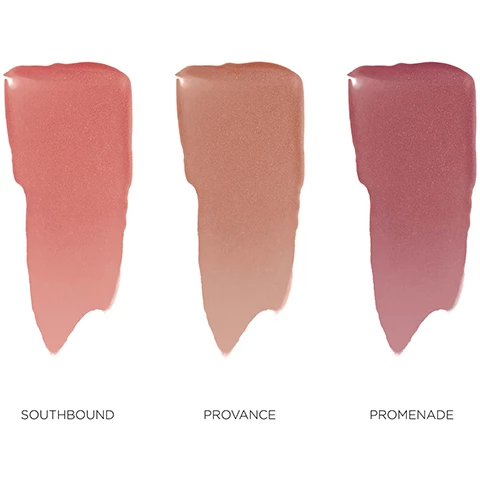 Image 1, swatches of southbound, provance and promenade. image 2, tinted moisturiser blush in southbound on three different skin tones. image 3, tinted moisturiser blush in provence on three different skin tones. image 4, tinted moisturiser blush in promenade on three different skin tones.