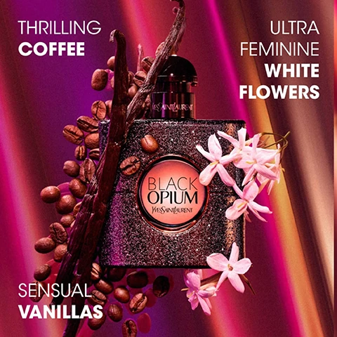 thrilling coffee, ultra feminine white flowers, sensual vanillas