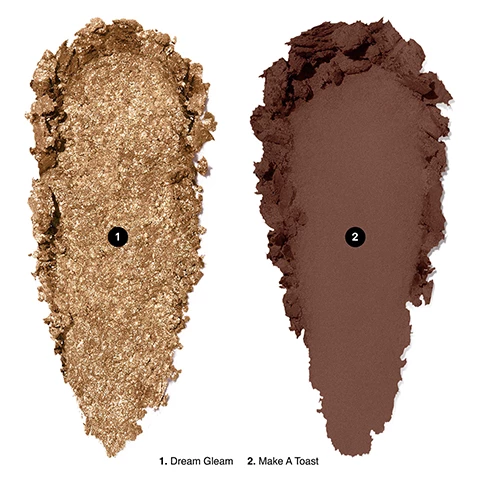 Image 1, swatches of dream gleam and make a toast. image 2, swatches of dream gleam and make a toast on three different skin tones