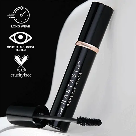 Features a lightweight, colorless formula that delivers flexible hold that lasts. LONG WEAR OPHTHALMOLOGIST TESTED crueltyfree ANASTASIA BEVERLY HILLS. IOTIN Supports strong. healthy-looking lashes. ANASTASIA BEVERLY HILLS COLLAGEN Helps to create appearance of boosted lash volume. PEPTIDES Enhance appearance of lash length andfullness. 92% Lashes appear longer 90% Lashes appear more voluminous In a 39 person consumer study MOITOPATH a bre ANASTASIA BEVERLY HILLS.